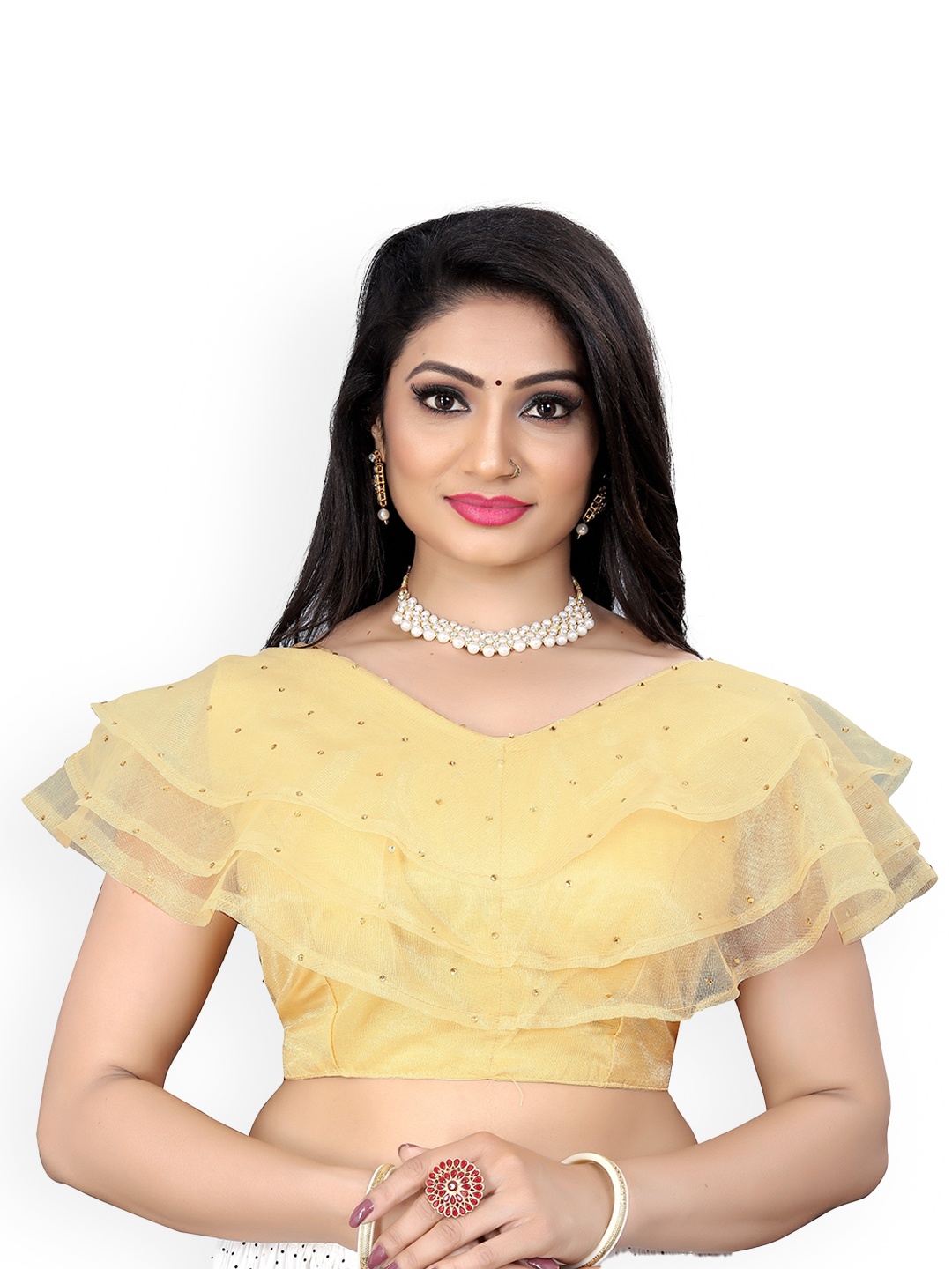 

Reeta Fashion Embellished Padded Saree Blouse, Gold