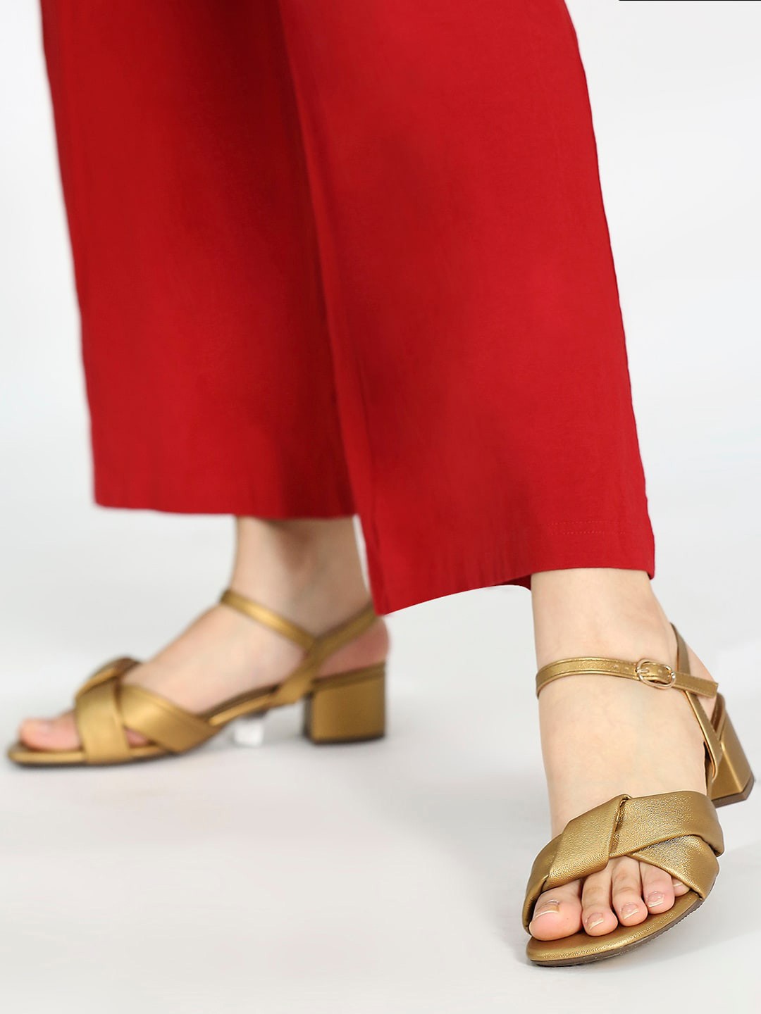

Inc 5 Open Toe Block Heels, Gold