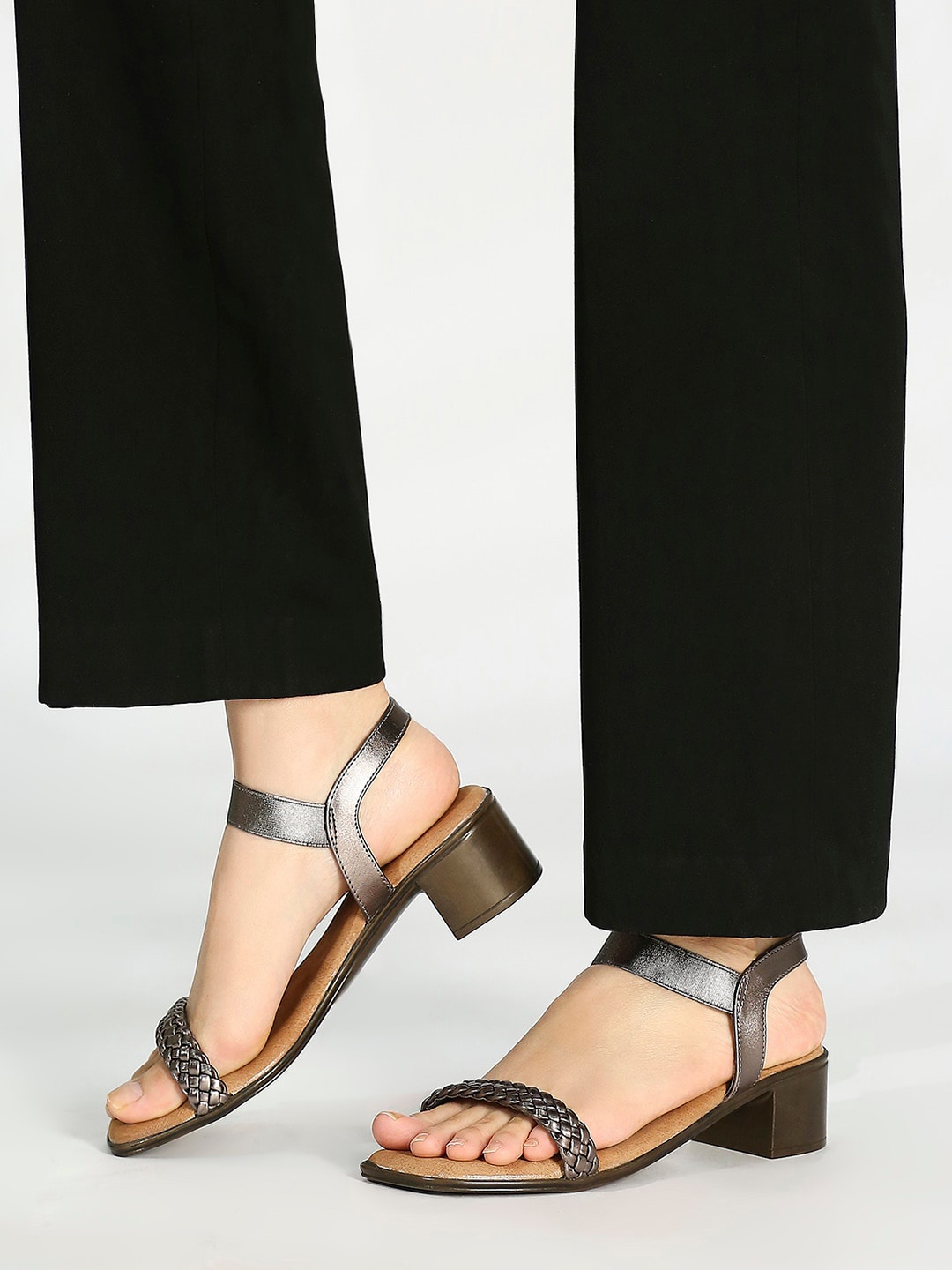 

Inc 5 Textured Open-Toe Block Heels, Grey