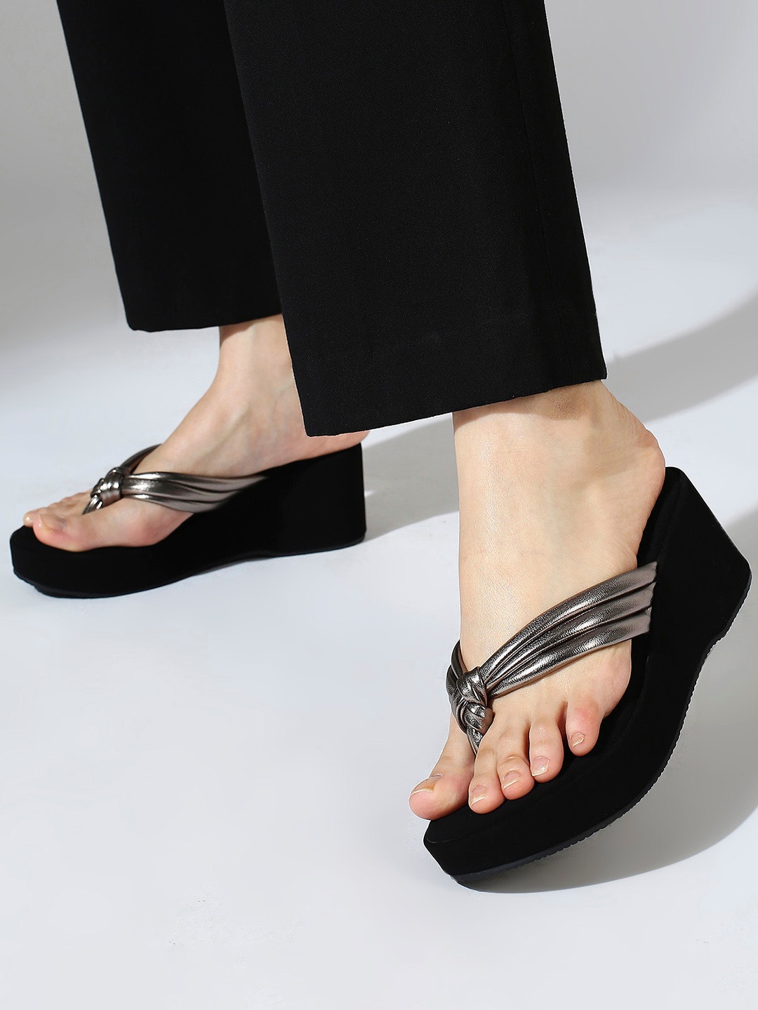 

Inc 5 Textured Open Toe Wedges, Grey