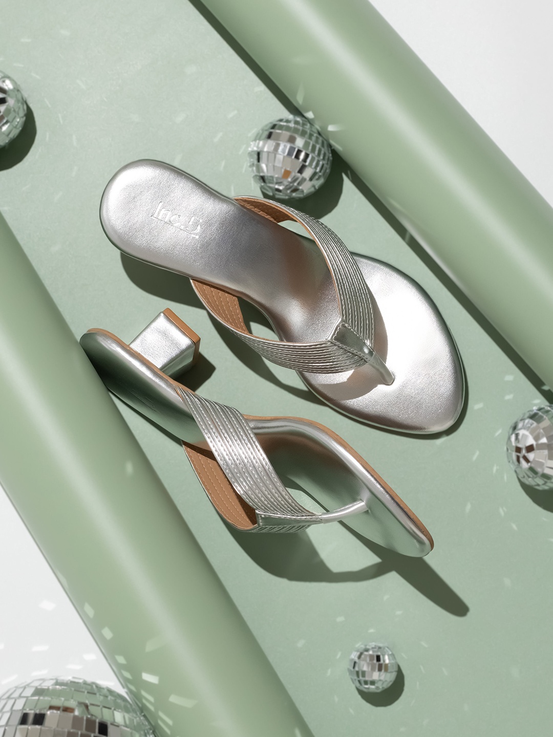 

Inc 5 Textured Open Toe Block Heels, Silver