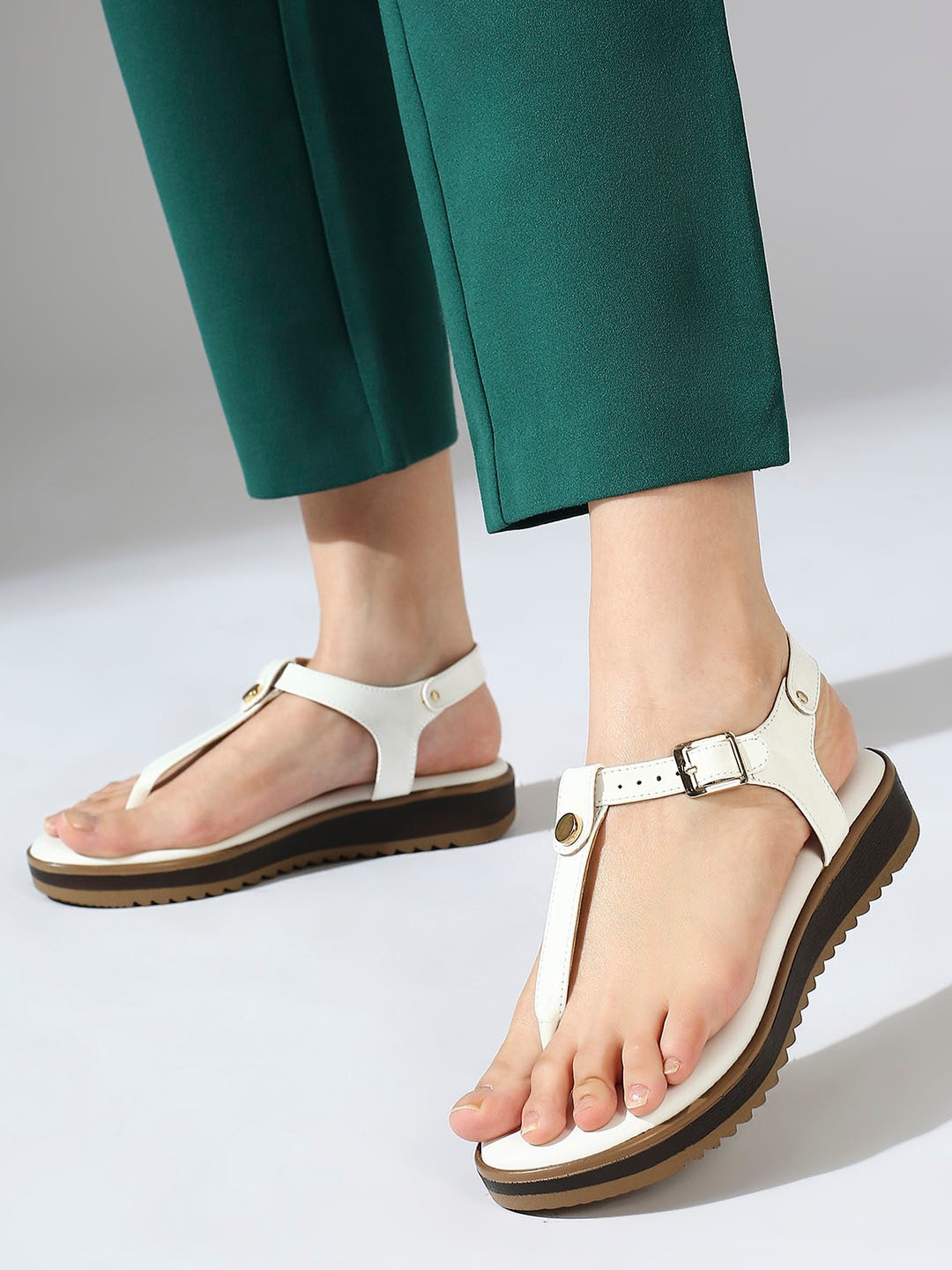 

Inc 5 T-Strap Comfort Heels With Buckles, White