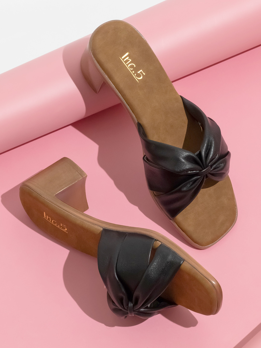

Inc 5 Textured Open Toe Block Heels, Black