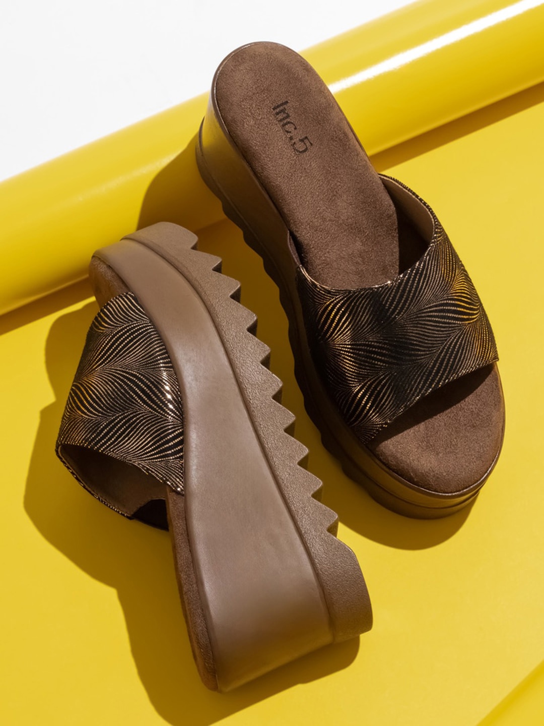 

Inc 5 Embellished Flatform Heels, Gold