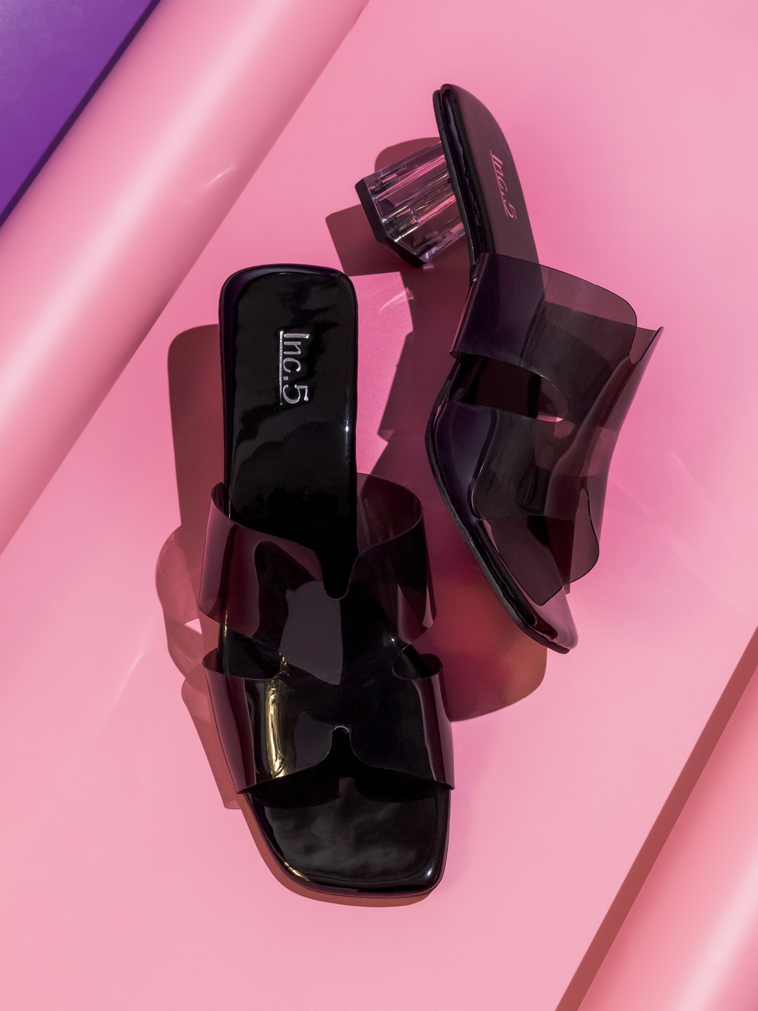 

Inc 5 Open Toe Block Heels, Transparent