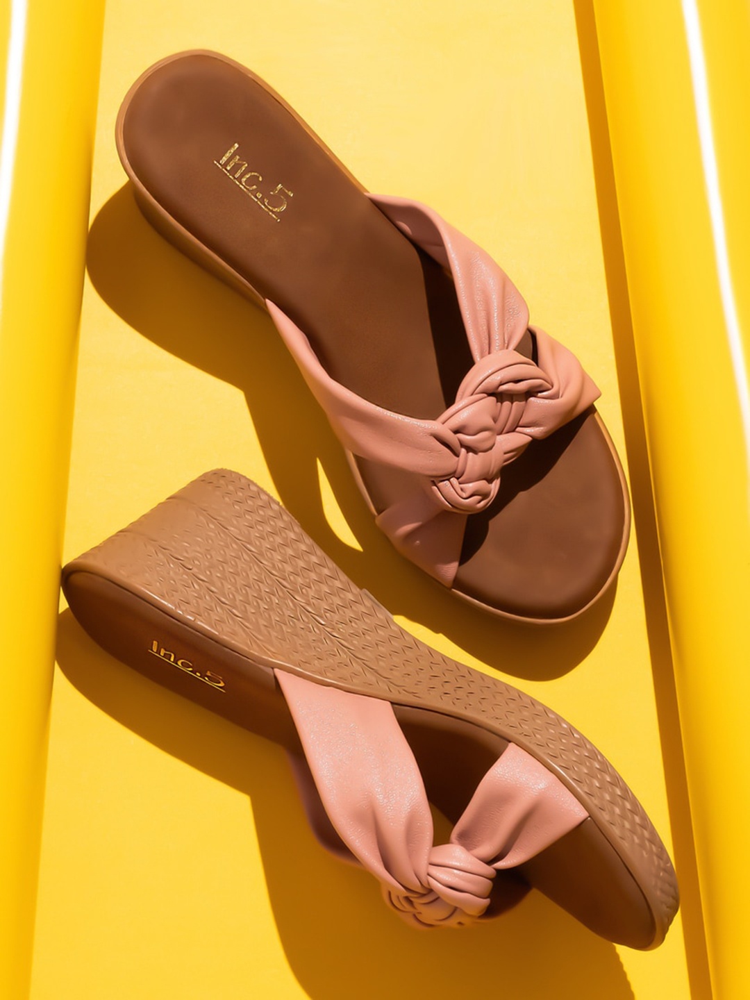 

Inc 5 Textured Wedge Heels, Peach