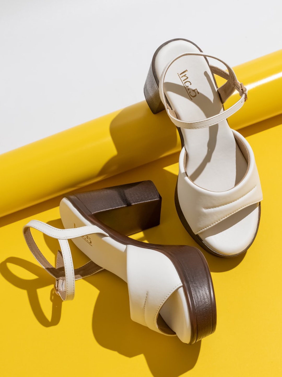 

Inc 5 Open Toe Block Heels, White