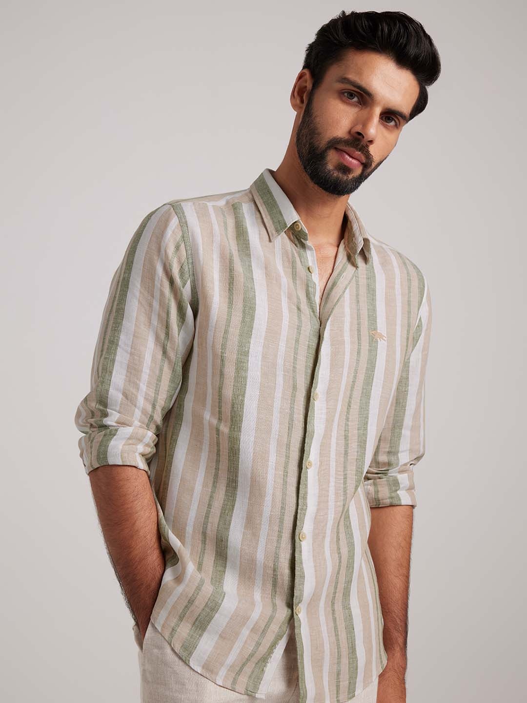 

Andamen Premium Men Linen Shirt, Khaki