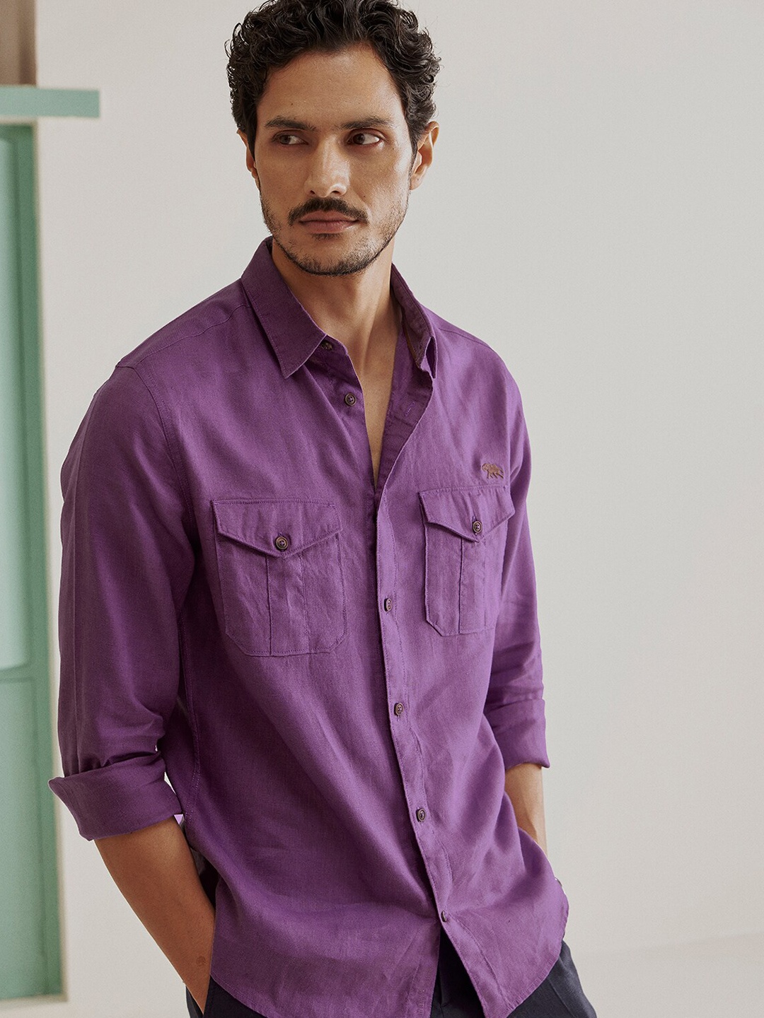 

Andamen Premium Men Linen Shirt, Violet