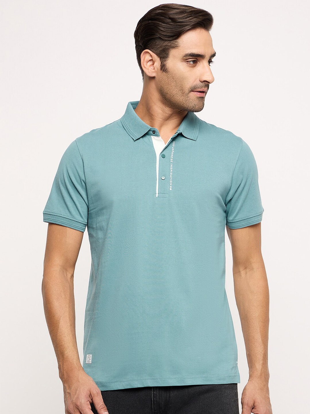 

Okane Polo Collar Short Sleeves Cotton T-shirt, Blue