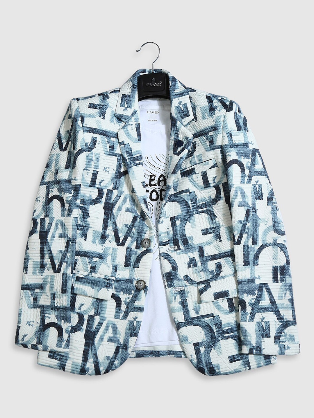 

CAVIO Boys Printed Pure Cotton Blazers With T-shirt, Blue