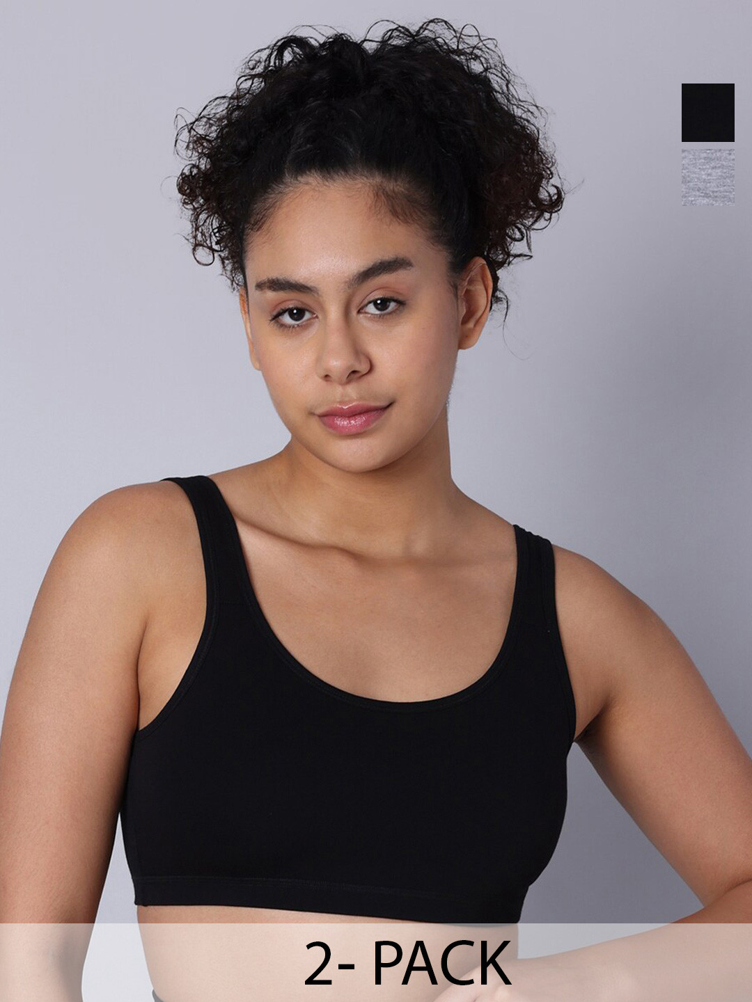 

Sillysally Pack of 2 Full Coverage Non Padded Workout Bras With All Day Comfort, Black