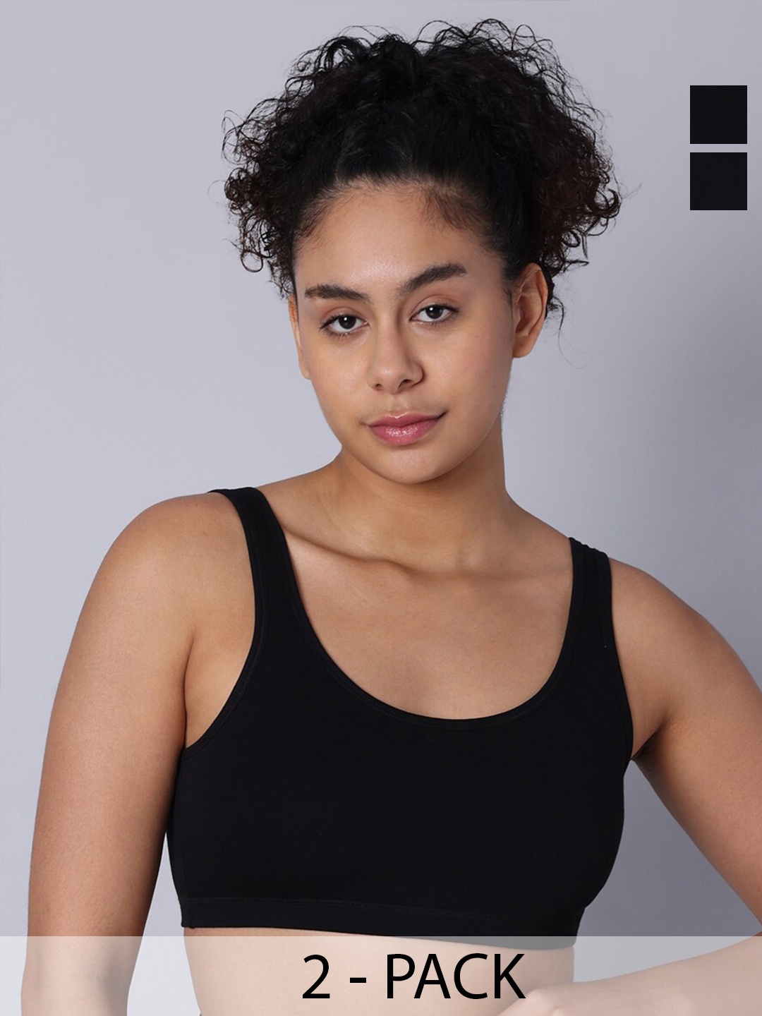 

Sillysally Pack of 2 Full Coverage Non Padded Workout Bras With All Day Comfort, Black
