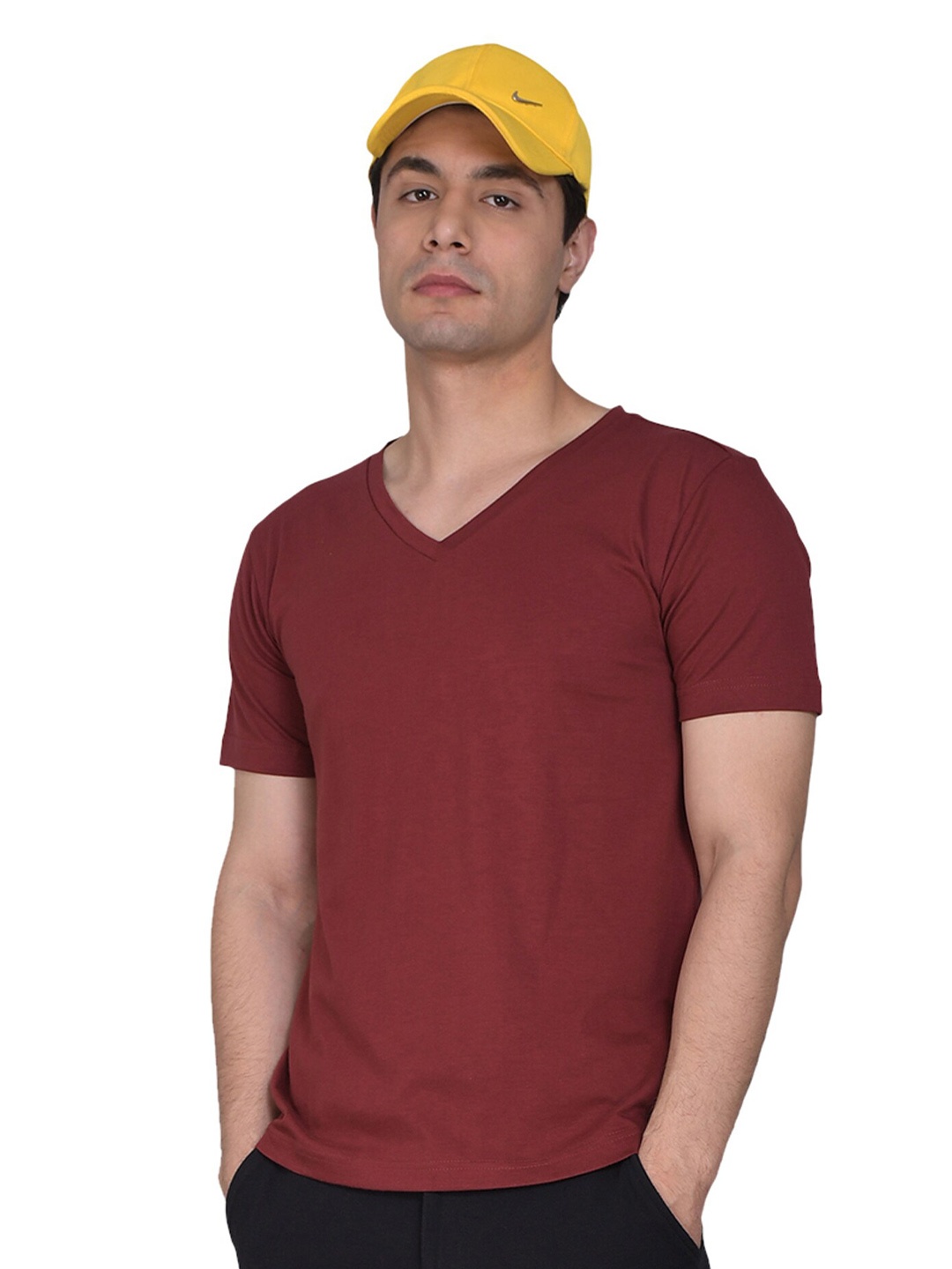 

BESIMPLE V-Neck Short Sleeves T-shirt, Maroon