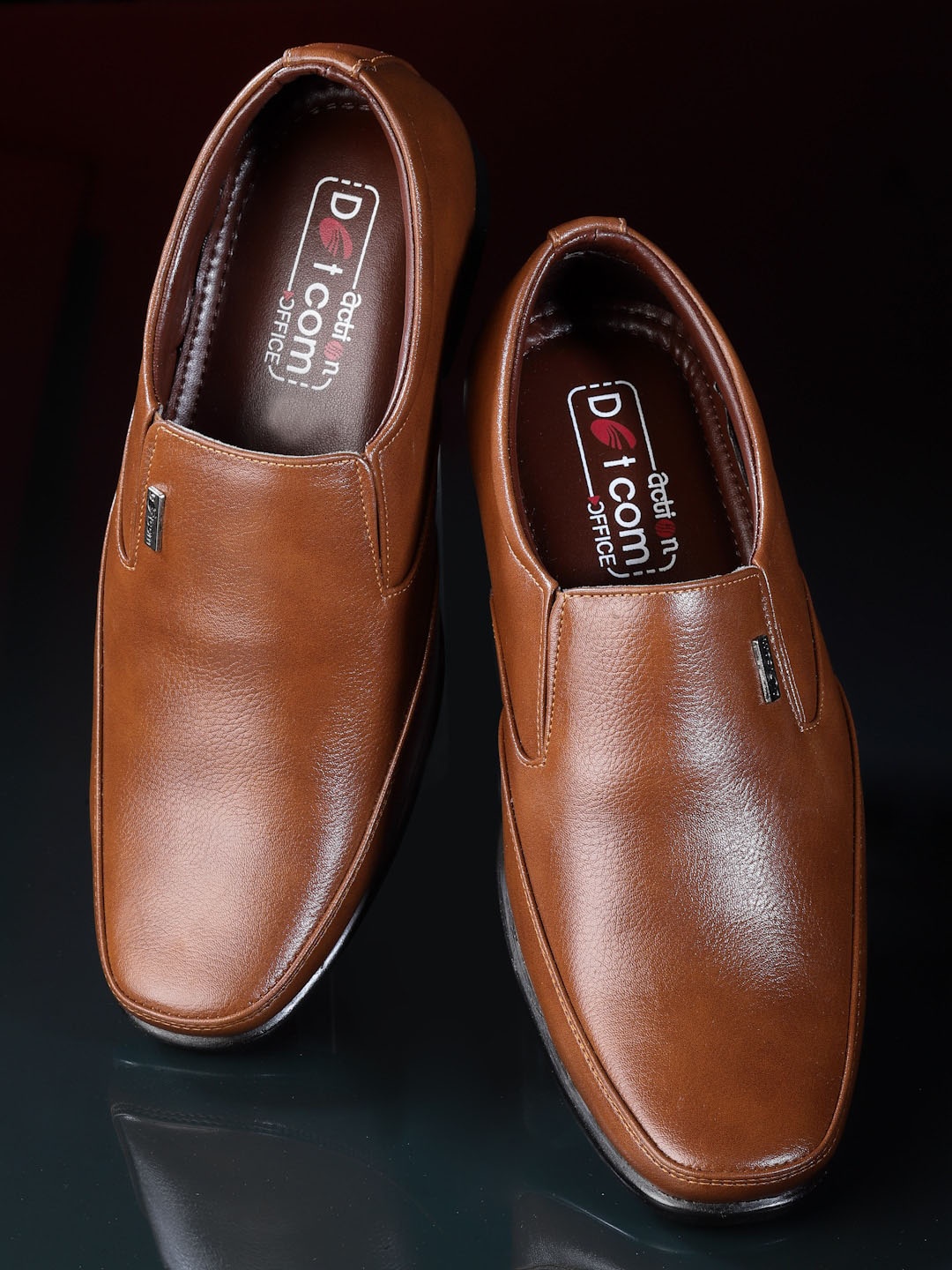 

Action Men Square Toe Formal Slip-Ons, Tan