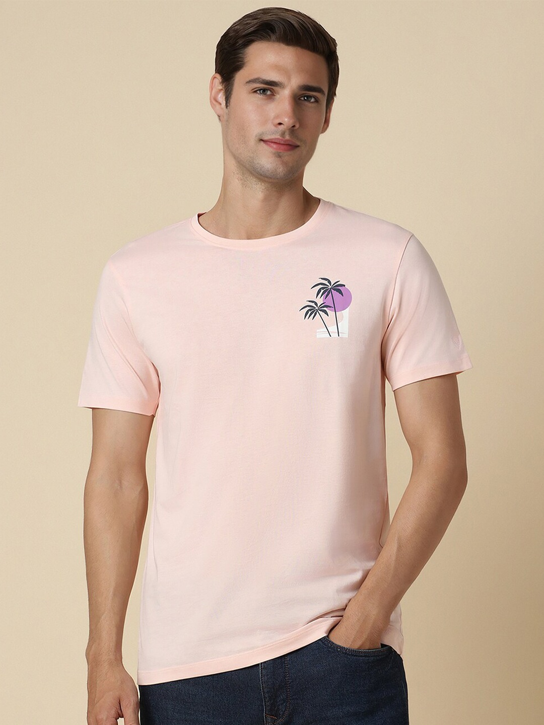 

Allen Solly Round Neck Short Sleeves Cotton T-shirt, Pink