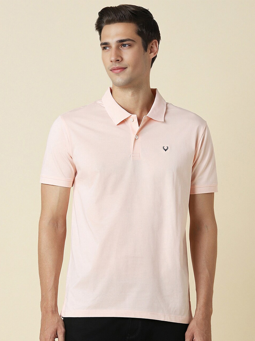 

Allen Solly Cotton Polo Collar Short Sleeves Casual T-shirt, Pink