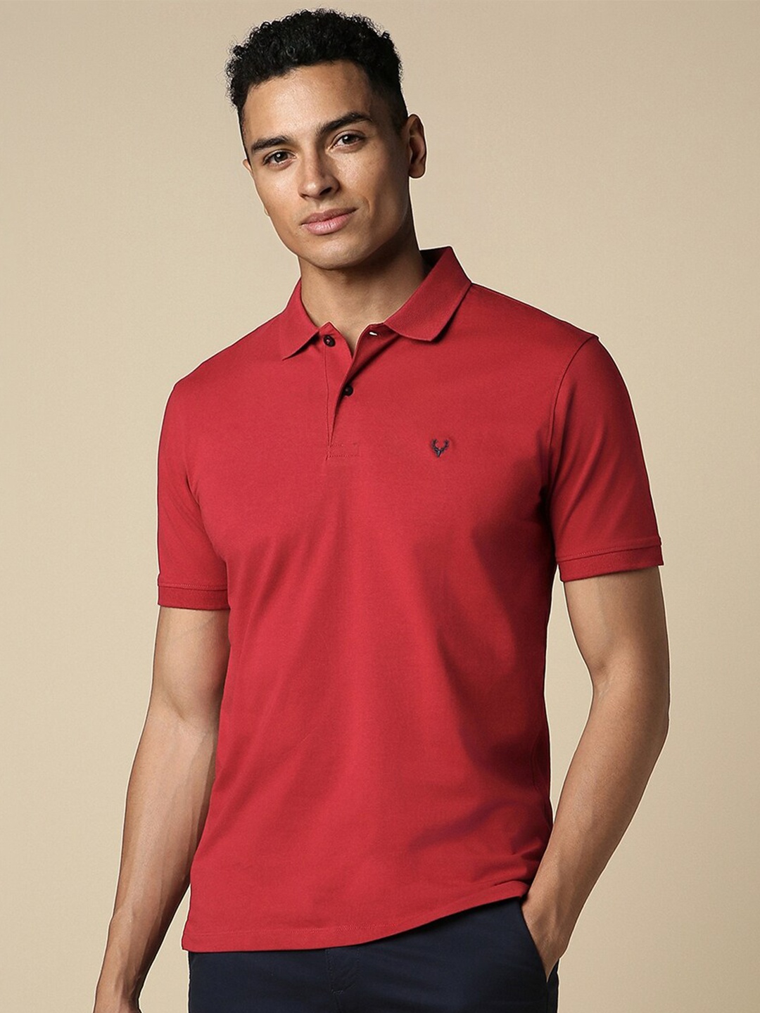 

Allen Solly Polo Collar Short Sleeves Cotton T-shirt, Red