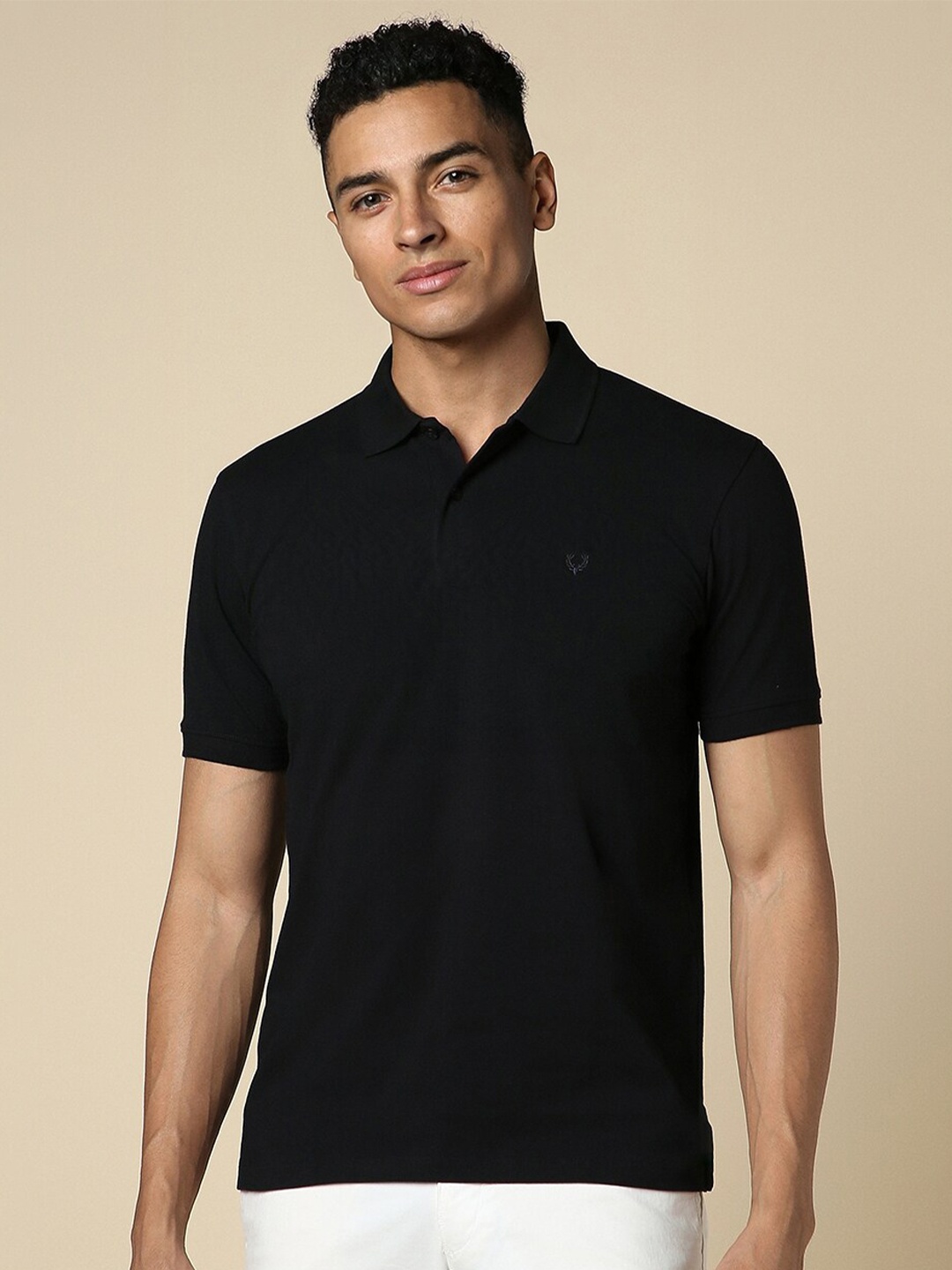 

Allen Solly Polo Collar Short Sleeves Cotton T-shirt, Black