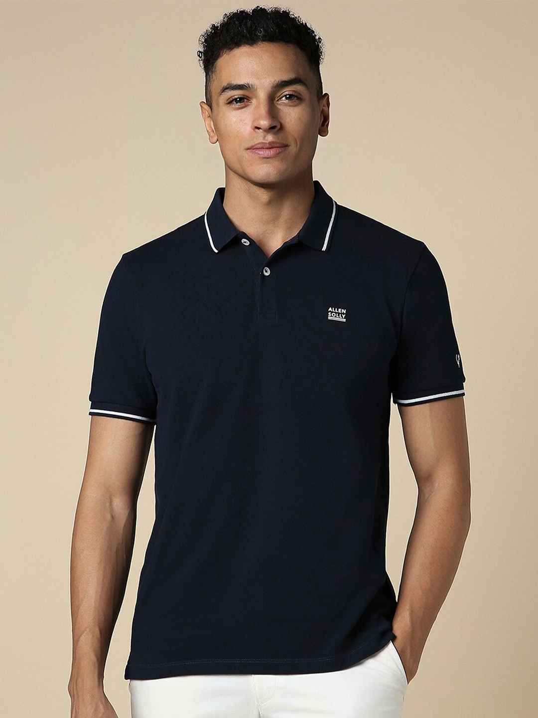 

Allen Solly Polo Collar Short Sleeves Cotton T-shirt, Navy blue