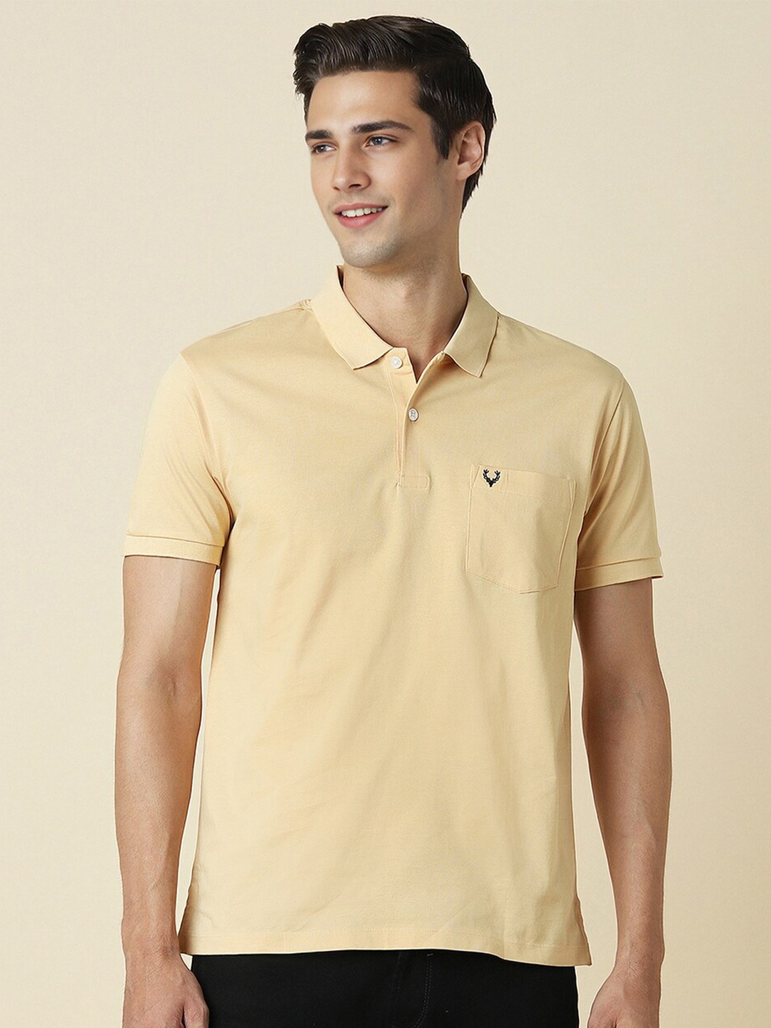 

Allen Solly Cotton Polo Collar Short Sleeves Pockets Casual T-shirt, Yellow