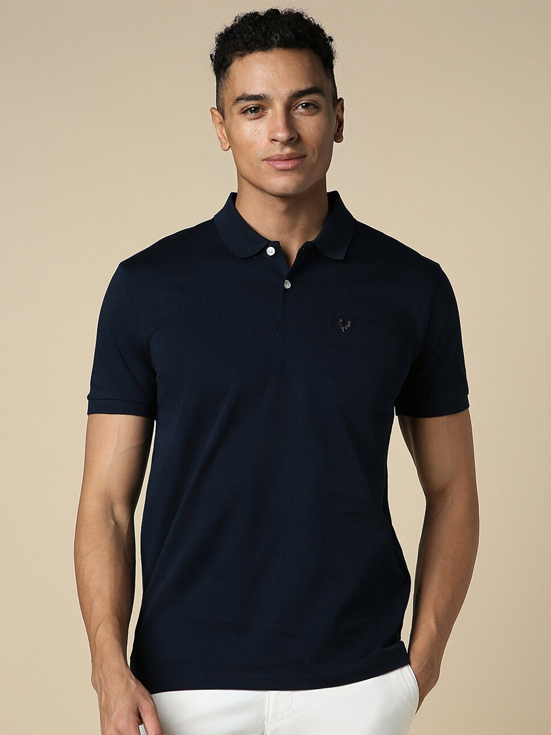

Allen Solly Polo Collar Short Sleeves Cotton T-shirt, Navy blue