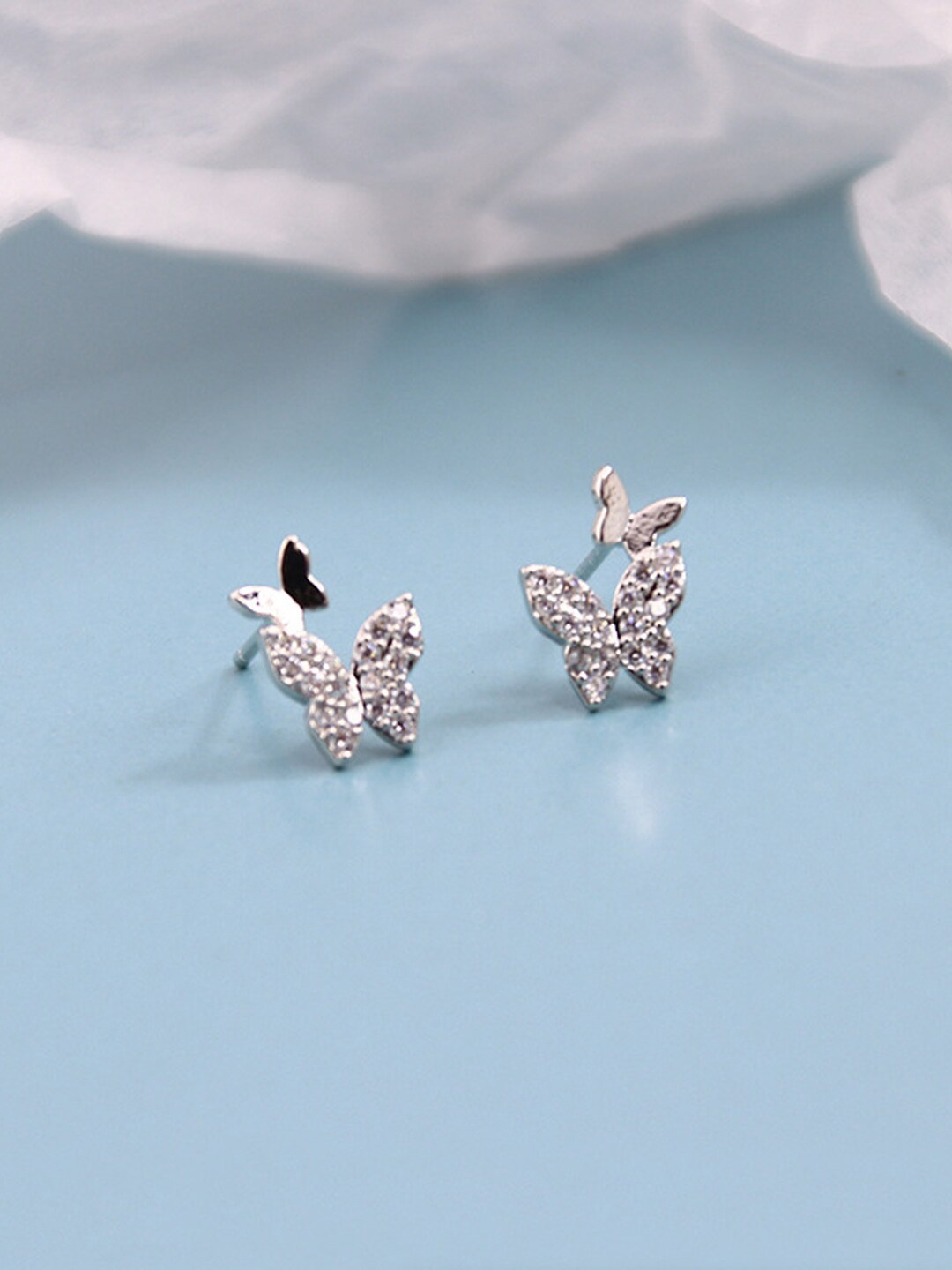 

Krelin Silver-Plated Butterfly Shaped Studs Earrings
