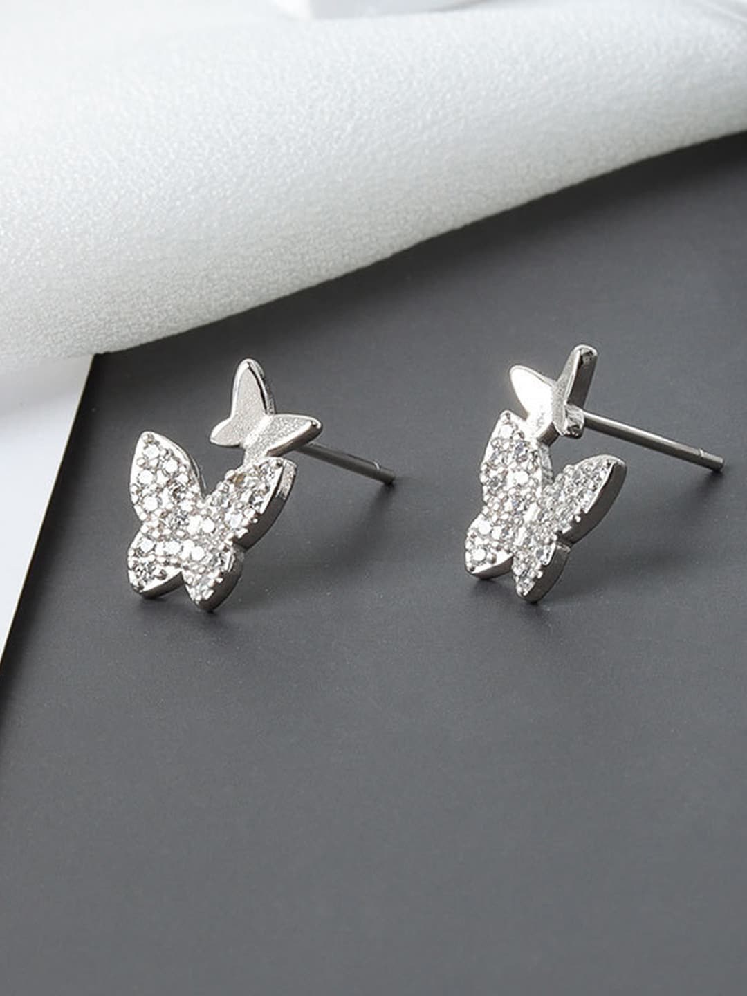 

Krelin Silver-Plated Cubic Zirconia-Studded Classic Studs Earrings