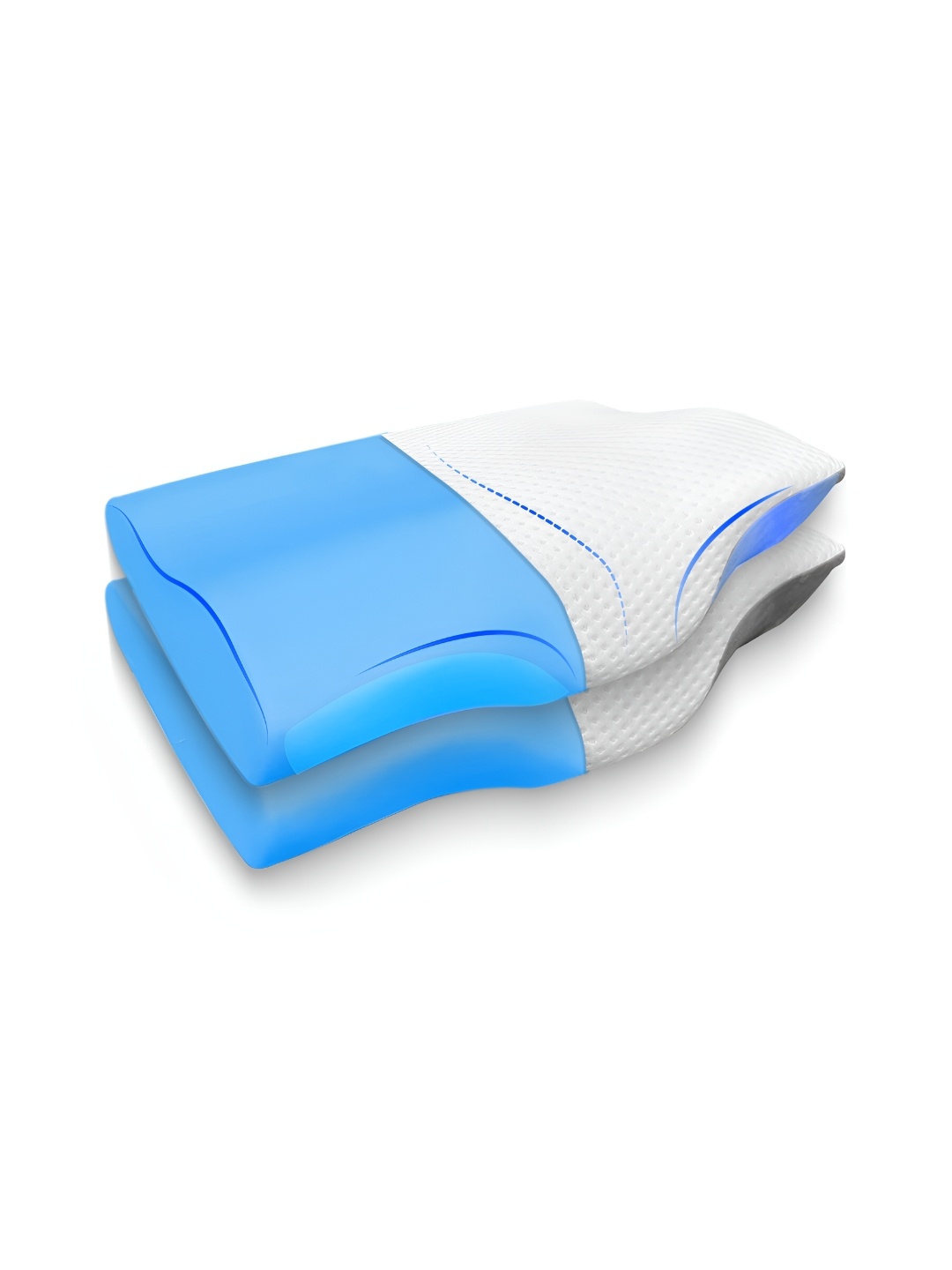 

Sleepsia White & Blue 2 Pieces Gel Contour Therapedic Pillows