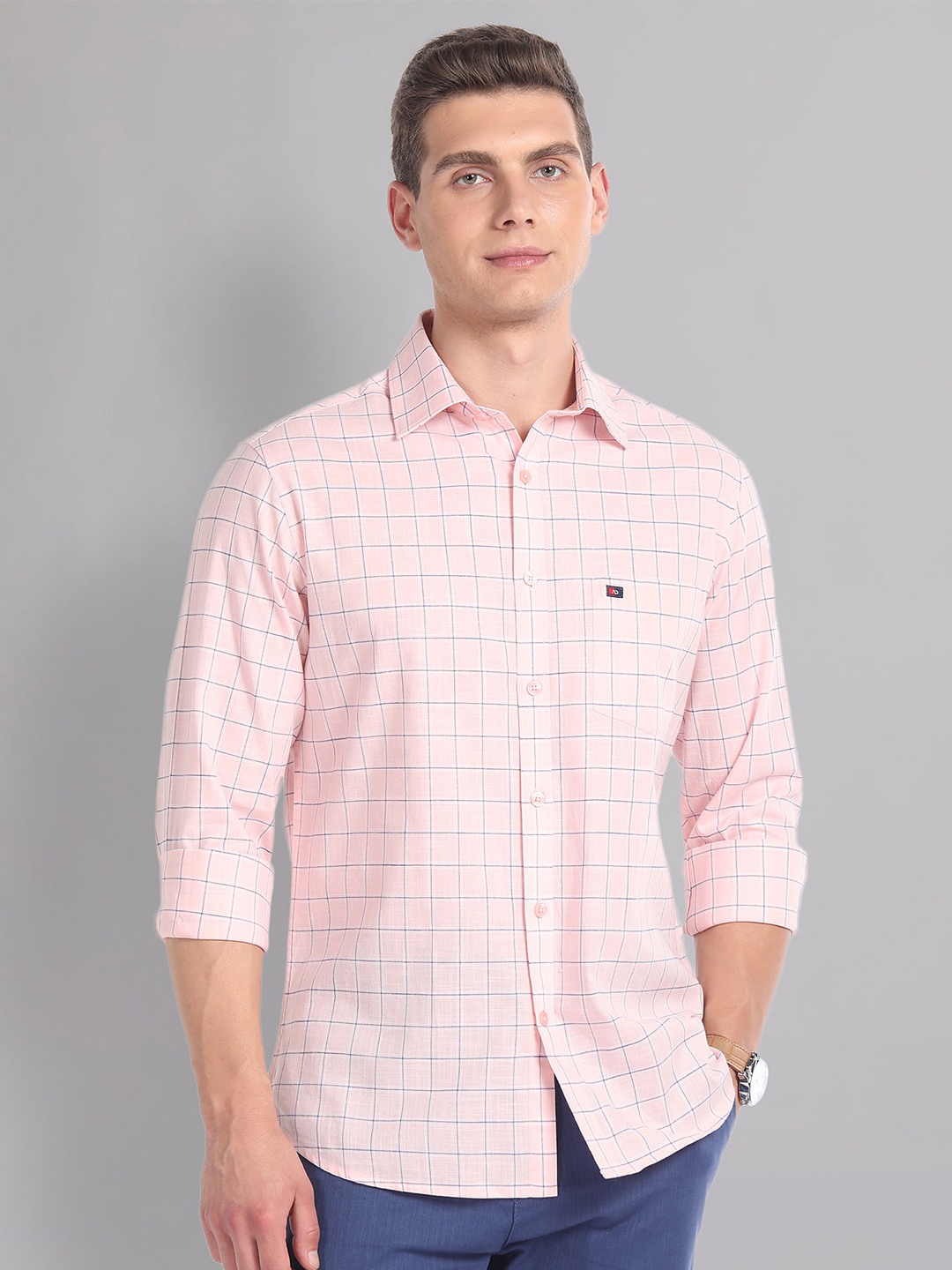 

AD By Arvind Tartan Check Cotton Summer Shirt, Pink