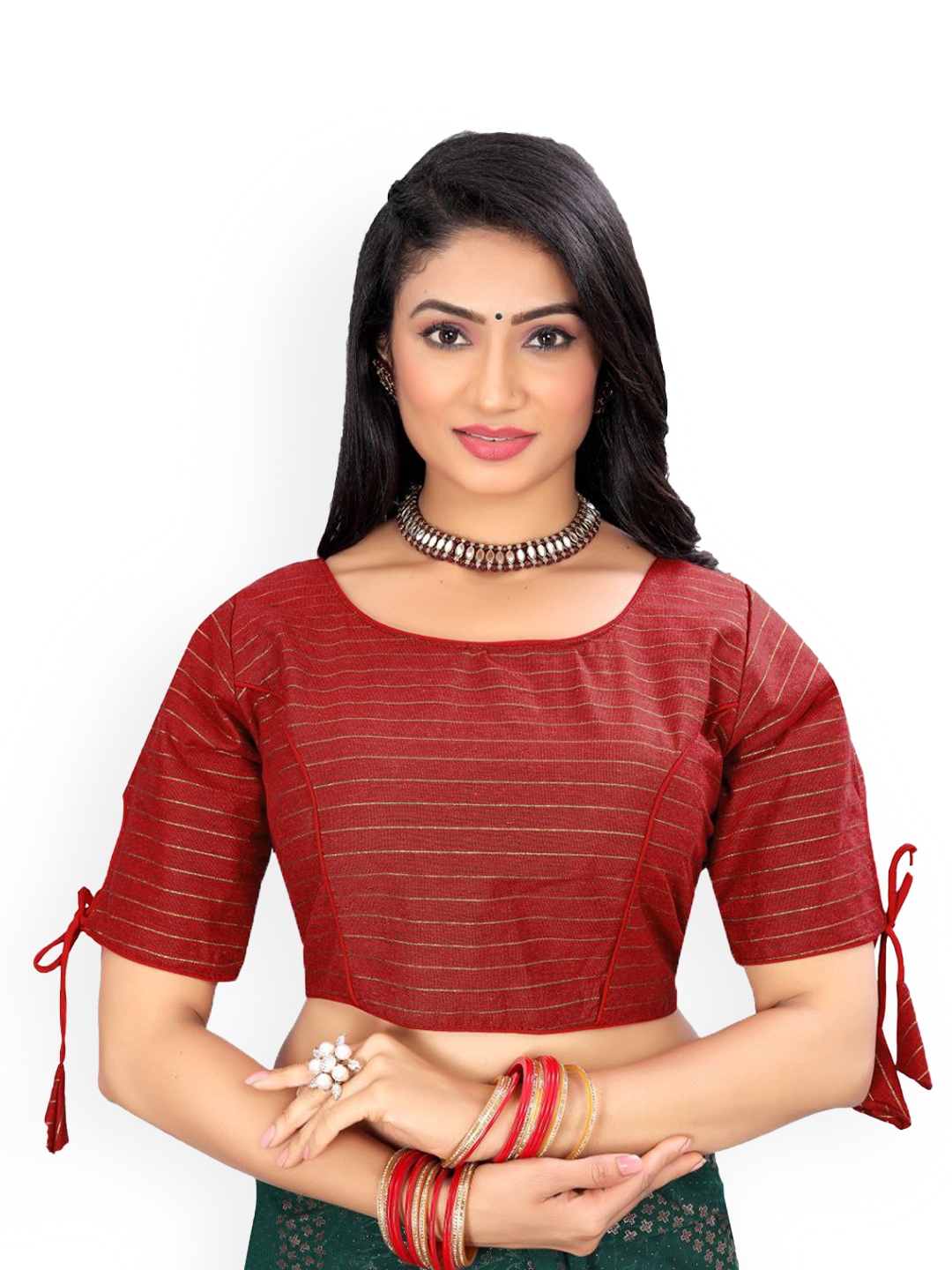 

Reeta Fashion Striped Cotton Saree Blouse, Maroon