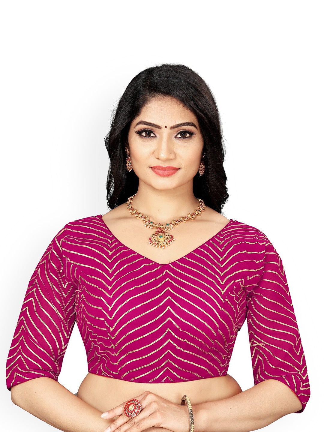 

Reeta Fashion Embroidered Readymade Saree Blouse, Pink