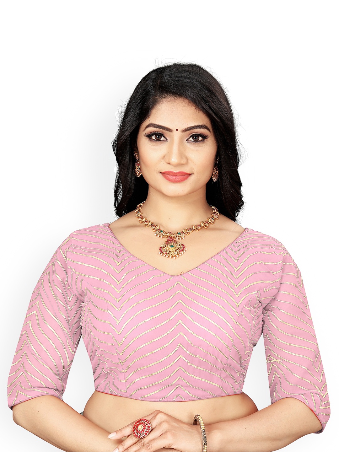 

Reeta Fashion Embroidered Readymade Saree Blouse, Pink