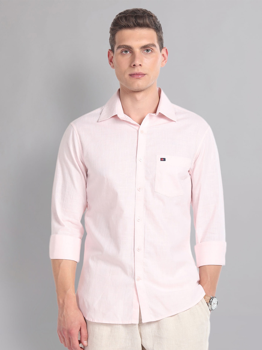 

AD By Arvind Patterned Slim Fit Summer Shirt, Pink