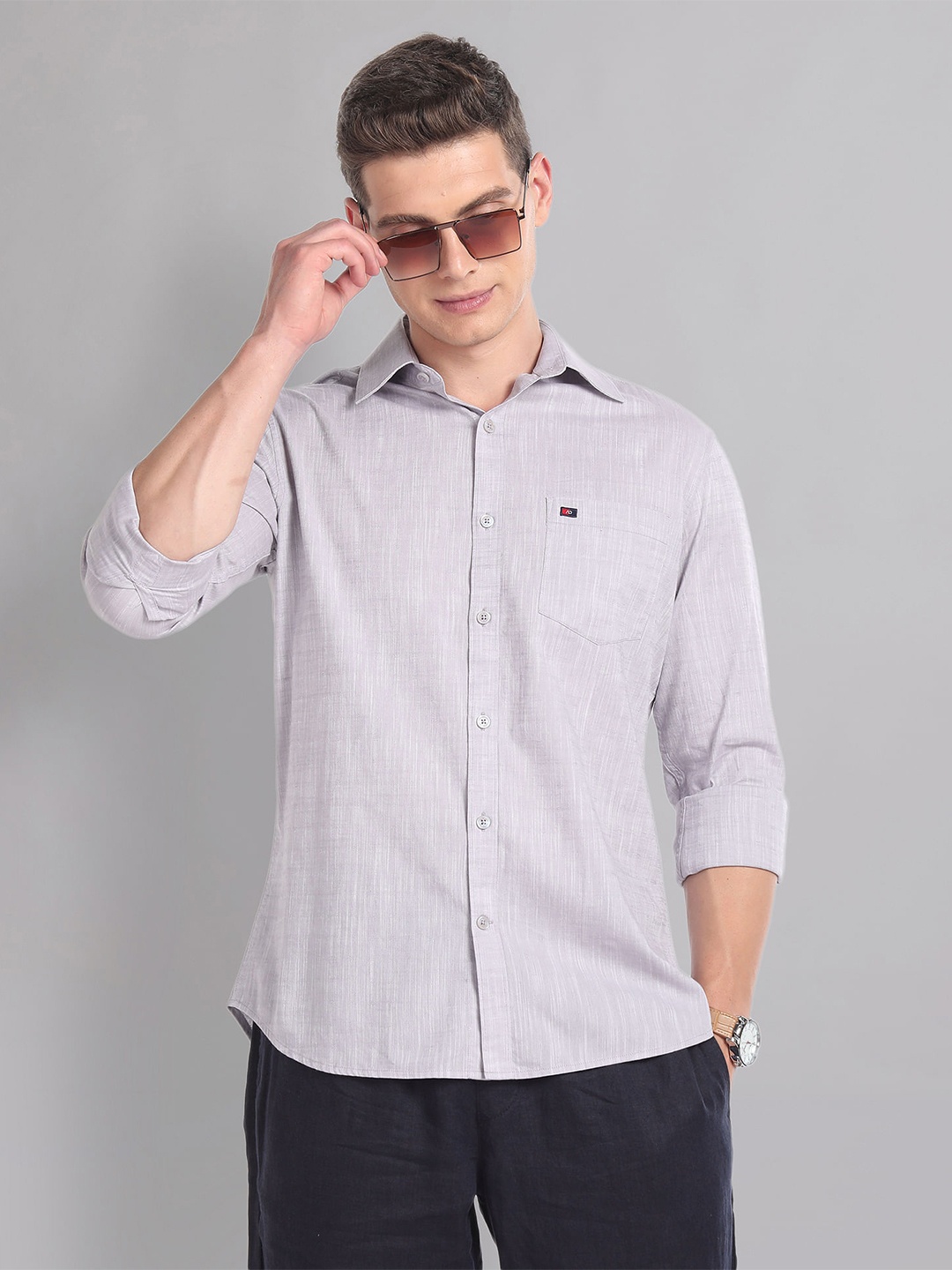 

AD By Arvind Patterned Slim Fit Summer Shirt, Grey