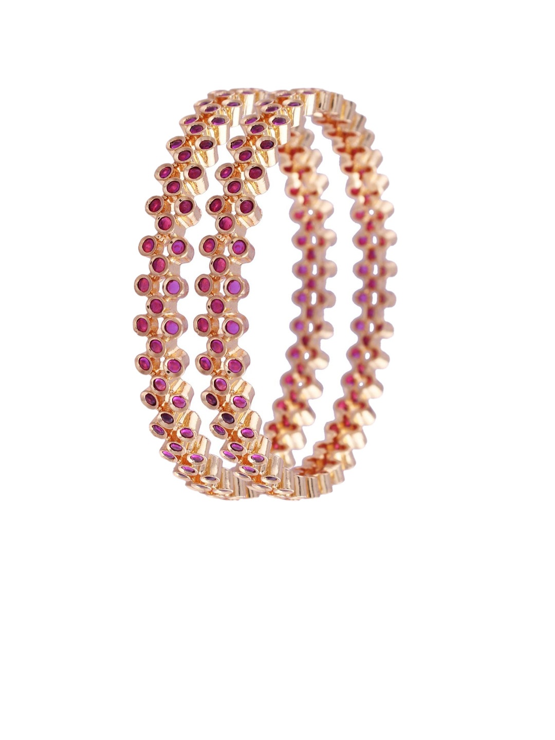

I Jewels Set Of 2 Gold-Plated American Diamond Studded Bangles