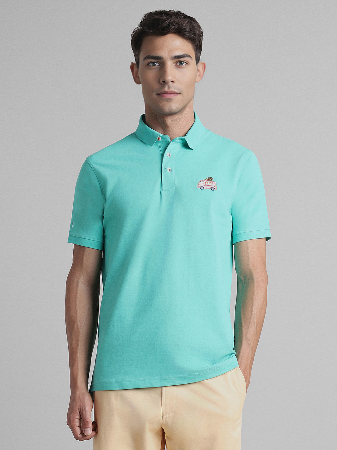 

SIMON CARTER LONDON Men Polo Collar Slim Fit T-shirt, Green