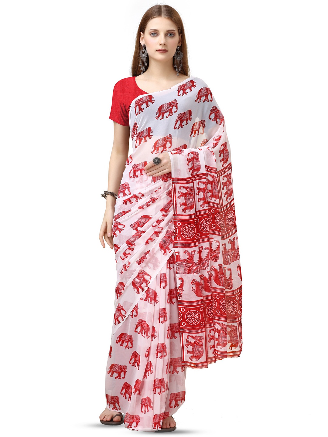 

Sanwariya Silk Ethnic Motifs Pure Georgette Saree, White