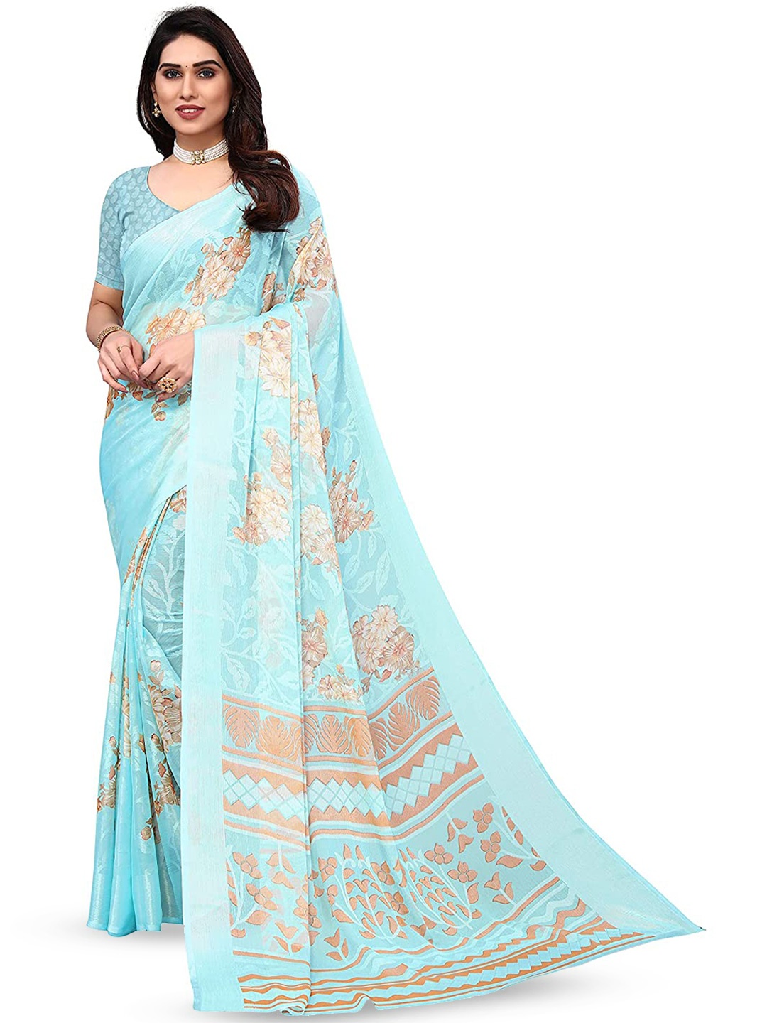 

Sanwariya Silk Floral Printed Saree, Blue