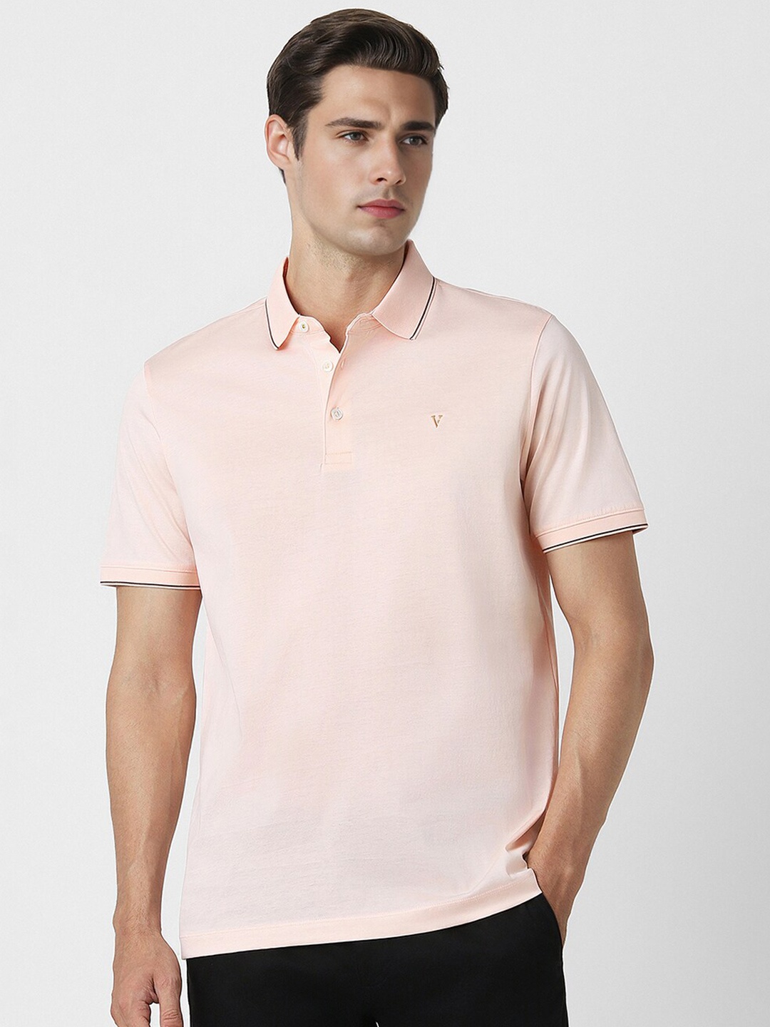 

Van Heusen Polo Collar Short Sleeves Regular Fit T-shirt, Peach