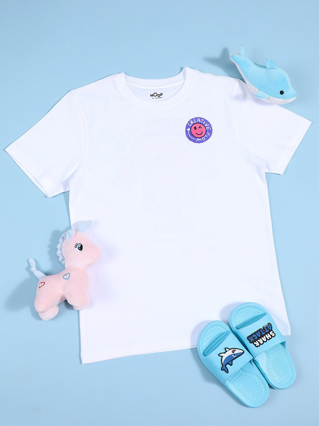 

Hoop Boys Round Neck Short Sleeves Cotton T-shirt, White