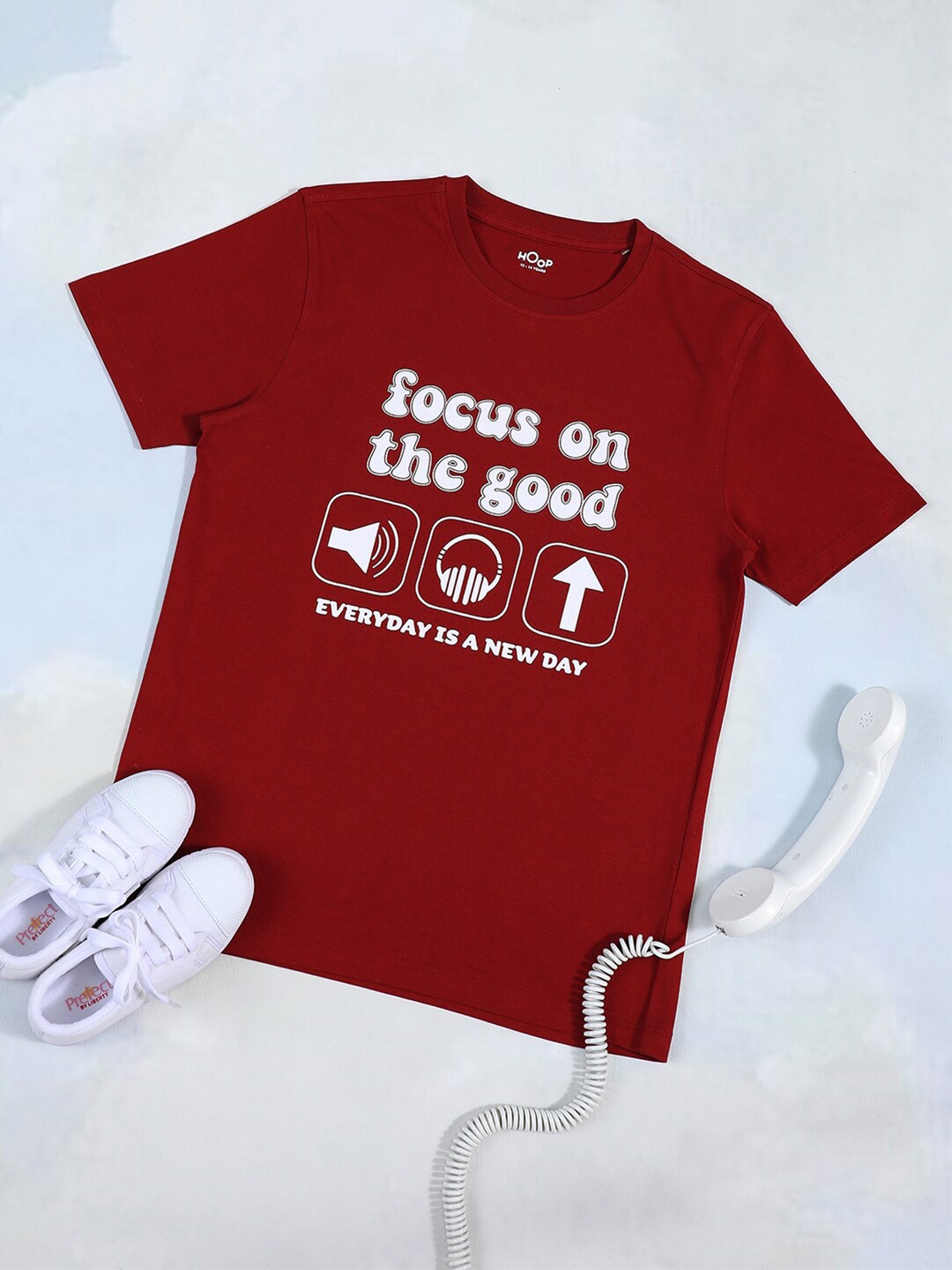 

Hoop Boys Typography Printed Round Neck Short Sleeves Cotton T-shirt, Red