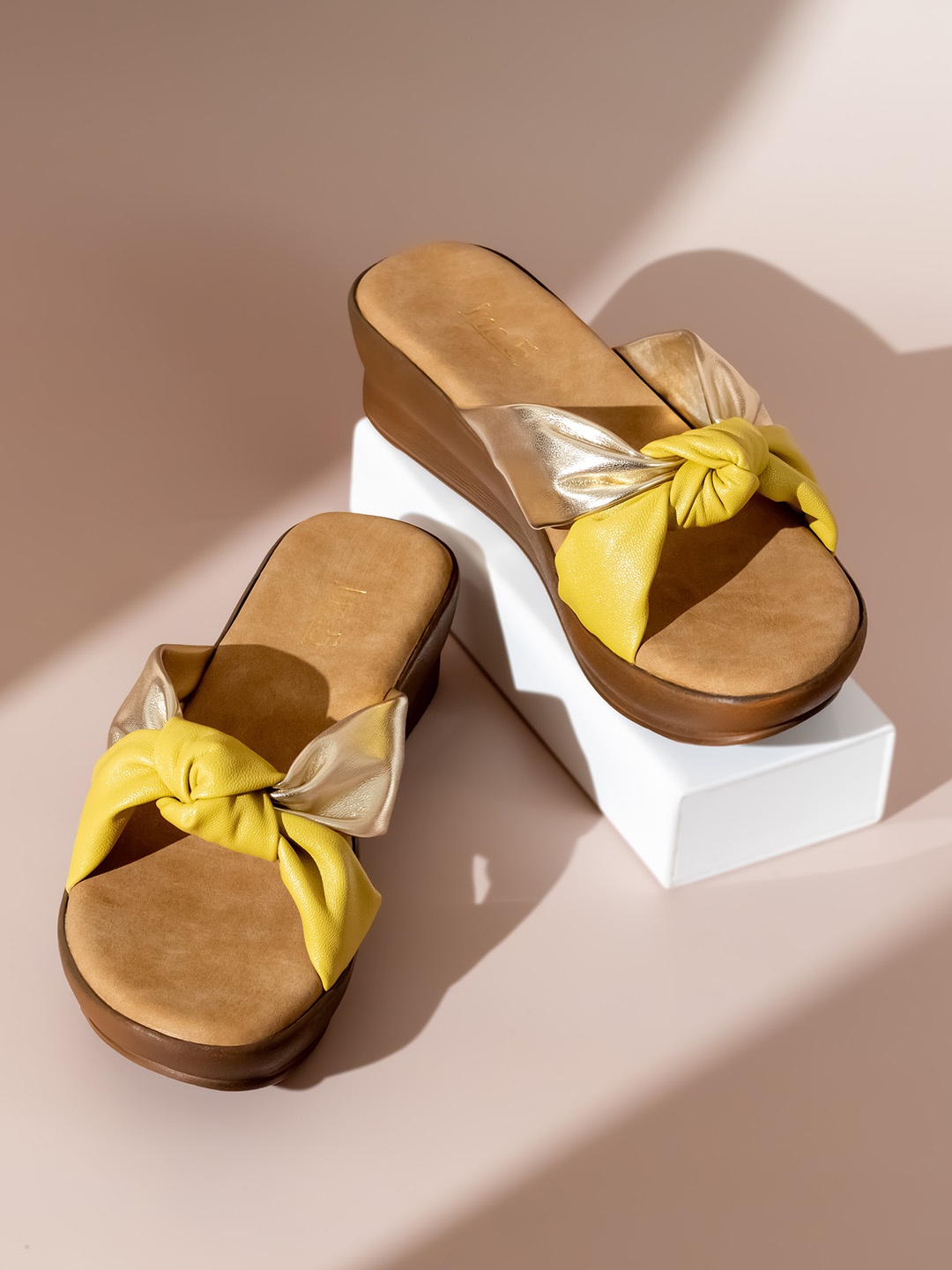 

Inc 5 Colourblocked Open Toe Wedges, Yellow