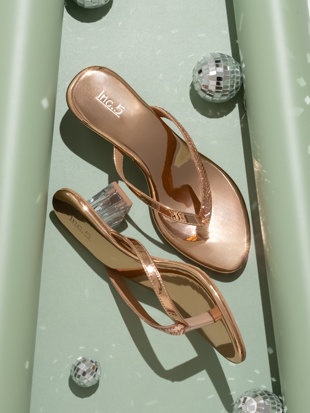 

Inc 5 Embellished Block Heels, Rose gold