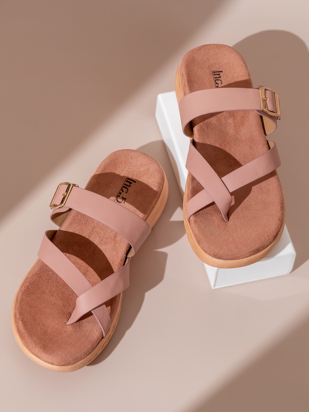 

Inc 5 Open Toe Comfort Heels, Peach