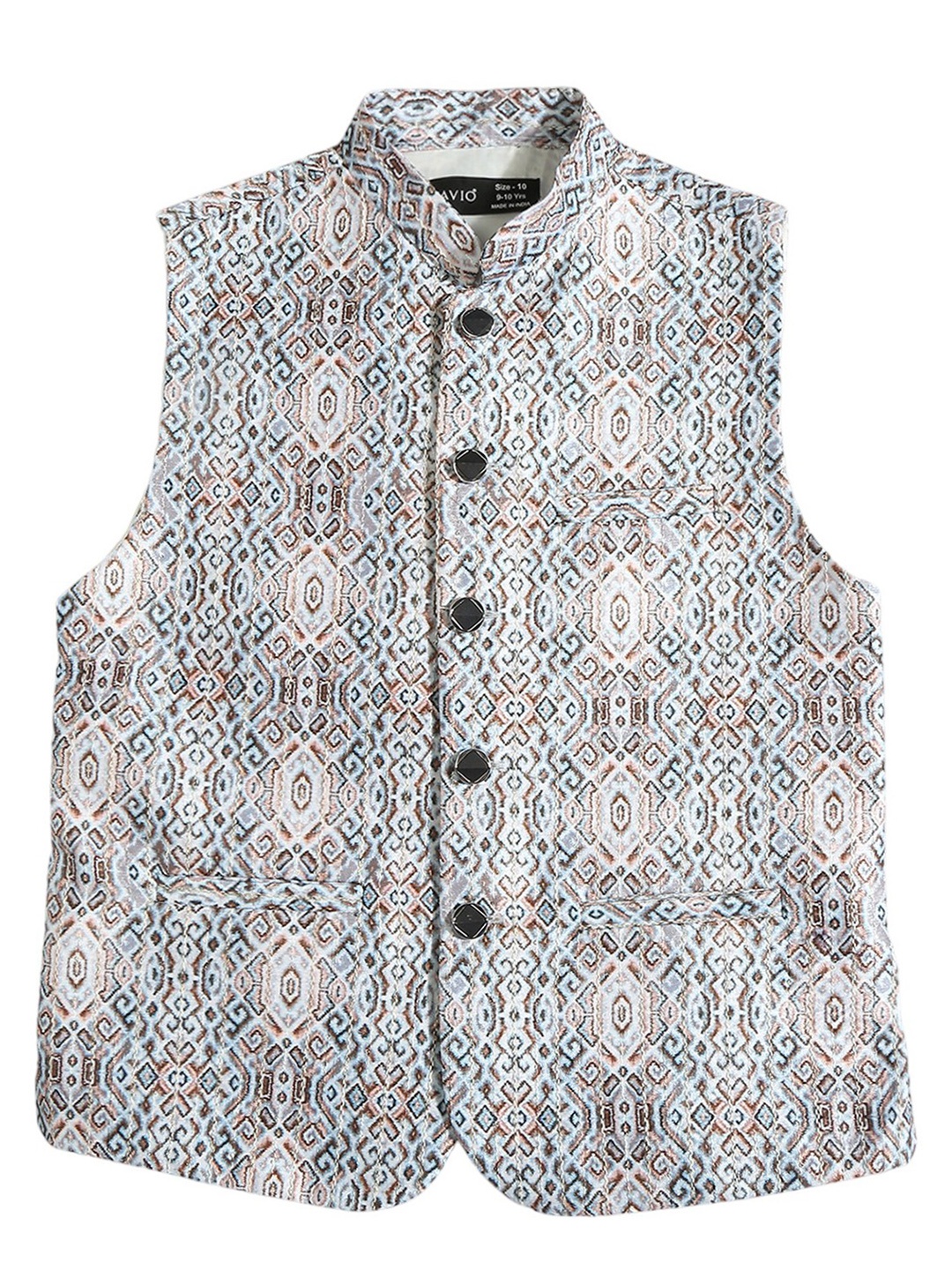 

CAVIO Boys Printed Pure Cotton Nehru Jackets, Blue
