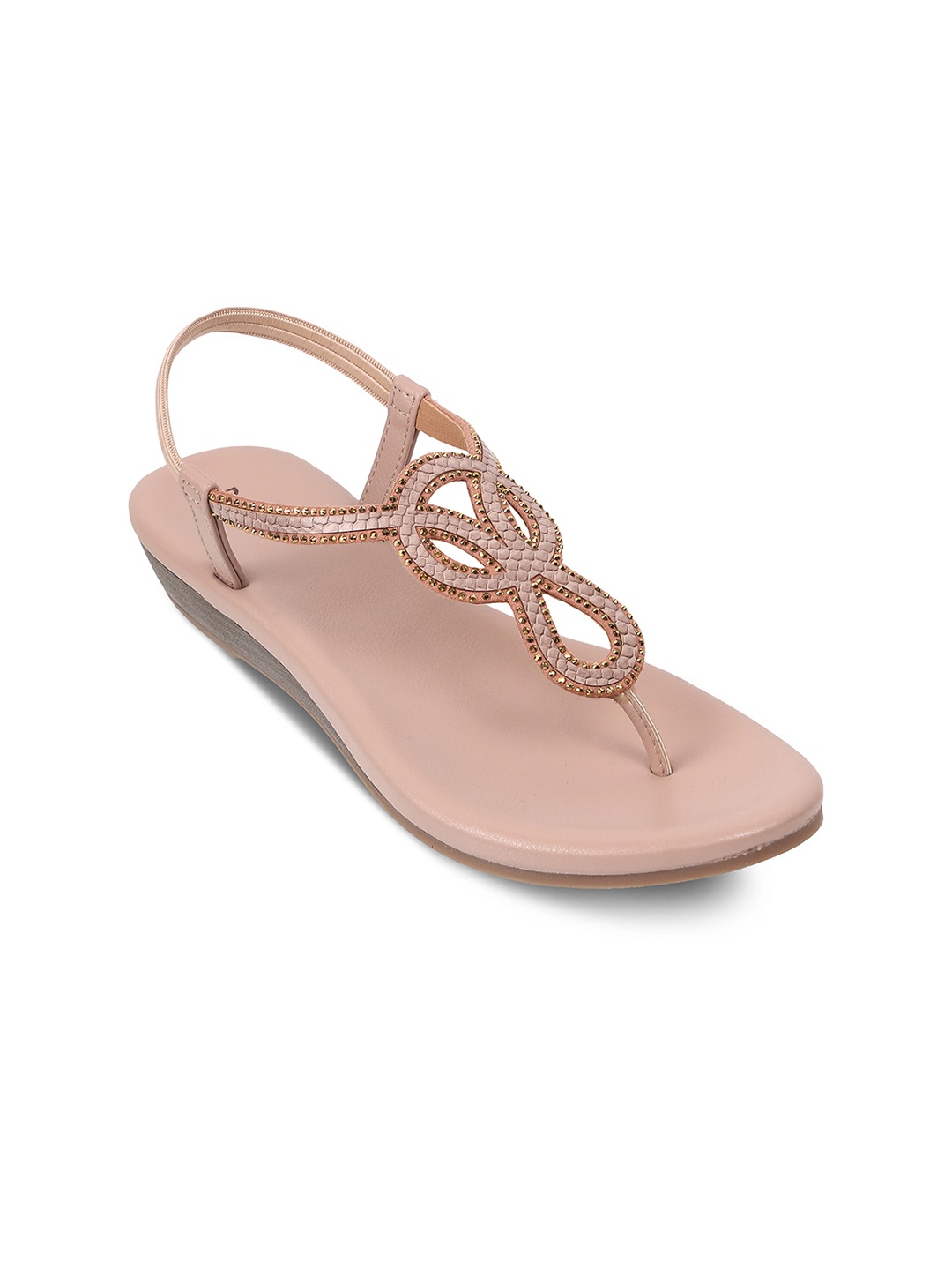 

PEPPER Open Toe Flats with Laser Cuts, Nude