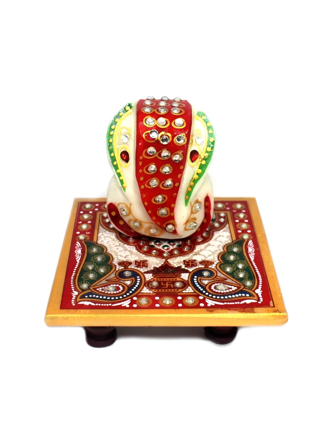 

INDIA MEETS INDIA Red Religious Idol Marble Showpiece