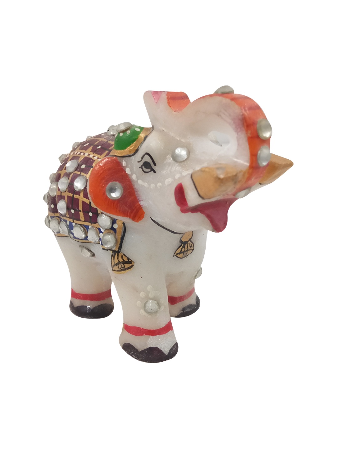 

INDIA MEETS INDIA White & Red Embellished Elephant Figurine Showpiece