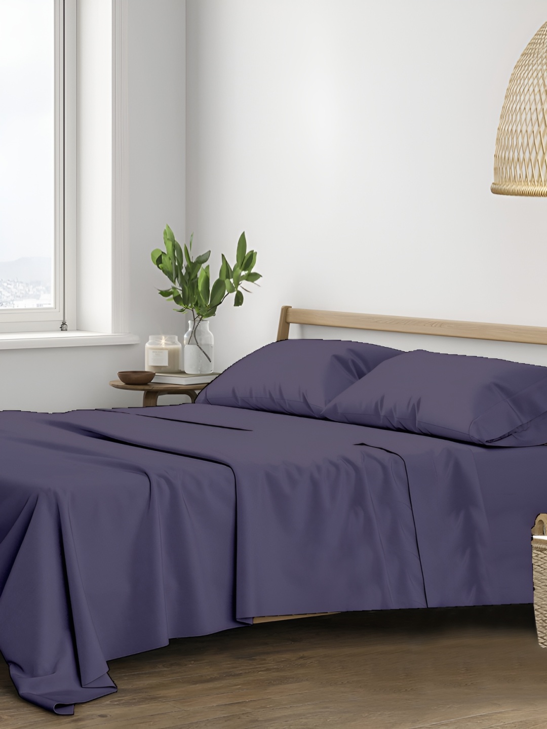

Trance Home Linen Grey 400 TC King Fitted Bedsheet with 2 Pillow Covers